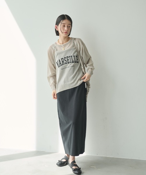 Shelly island（シェリーアイランド）の「ルーズシアーロゴニット（ニット/セーター・レディース・ライトグレー/チャコールグレー・FREE）」の14枚目の写真