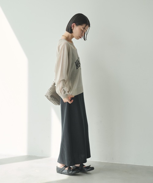 Shelly island（シェリーアイランド）の「ルーズシアーロゴニット（ニット/セーター・レディース・ライトグレー/チャコールグレー・FREE）」の15枚目の写真