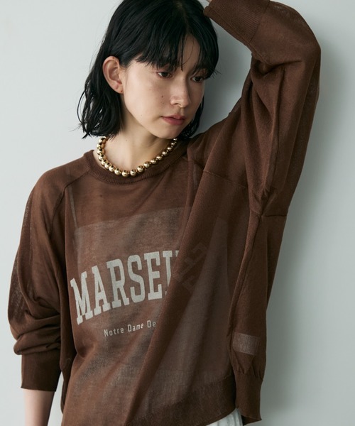 Shelly island（シェリーアイランド）の「ルーズシアーロゴニット（ニット/セーター・レディース・ライトグレー/チャコールグレー・FREE）」の22枚目の写真