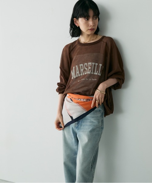 Shelly island（シェリーアイランド）の「ルーズシアーロゴニット（ニット/セーター・レディース・ライトグレー/チャコールグレー・FREE）」の21枚目の写真