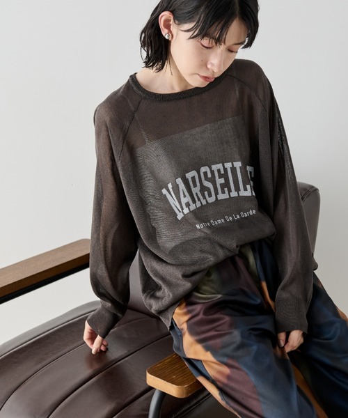 Shelly island（シェリーアイランド）の「ルーズシアーロゴニット（ニット/セーター・レディース・ライトグレー/チャコールグレー・FREE）」の19枚目の写真