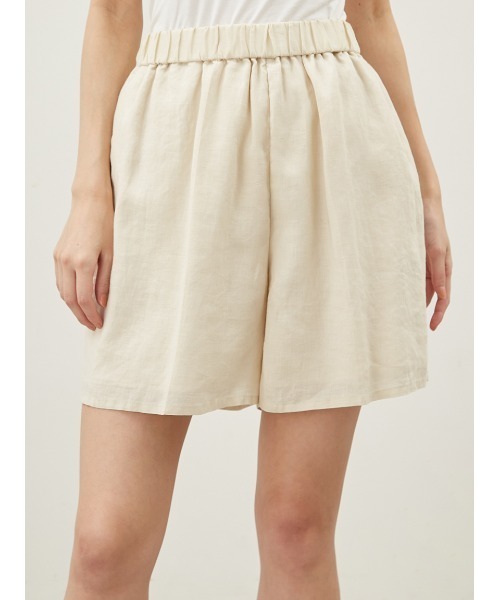 【美品】Whim Gazette リネンハイウエストショートパンツ ウィムガゼット Whim Gazette リネンハイウエストショートパンツ