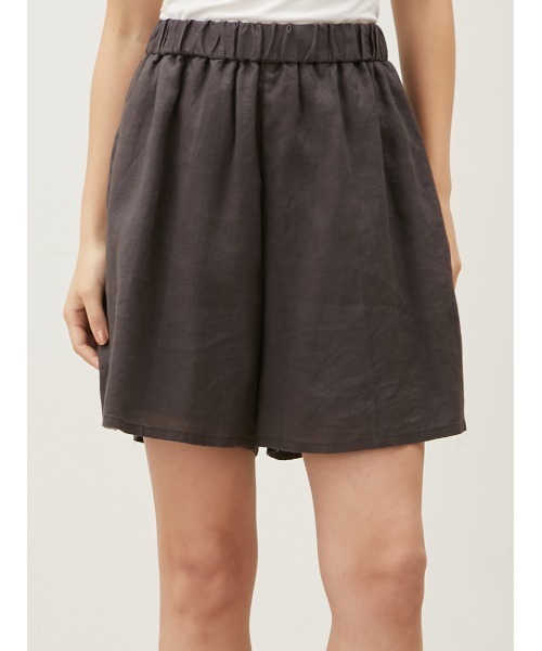 ウエストゴムリネンショートパンツ【手洗い可能】