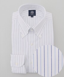 【PREMIUM PLEATS / 形態安定】スーピマコットンパナマストライプ ドレスシャツ / B.D.
