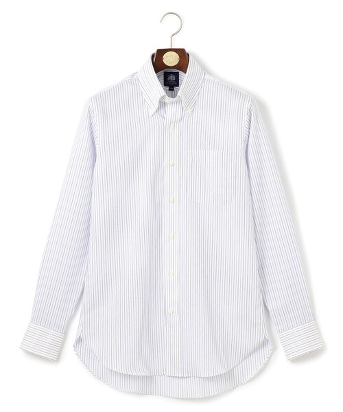 J.PRESS(ジェイプレス)の「【PREMIUM PLEATS / 形態安定】スーピマコットンパナマストライプ ドレスシャツ / B.D.(シャツ/ブラウス・メンズ・サックスブルー系1/グリーン系1・首回り40cm-裄丈85cm/首回り39cm-裄丈84cm/首回り38cm-裄丈84cm/首回り37cm-裄丈82cm/首回り43cm-裄丈86cm/首回り42cm-裄丈86cm/首回り41cm-裄丈85cm)」の3枚目の写真