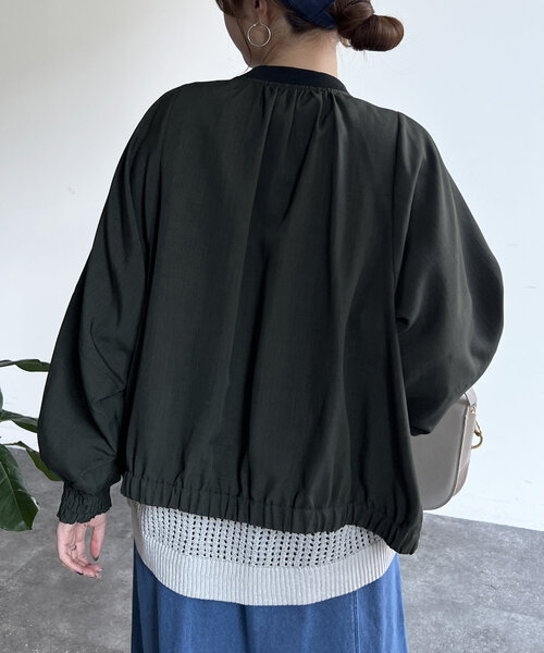 ★626 tyke タイク リネンストレッチシャツブルゾン　ブラック L ☆626 tyke タイク リネンストレッチシャツブルゾン ブラック L