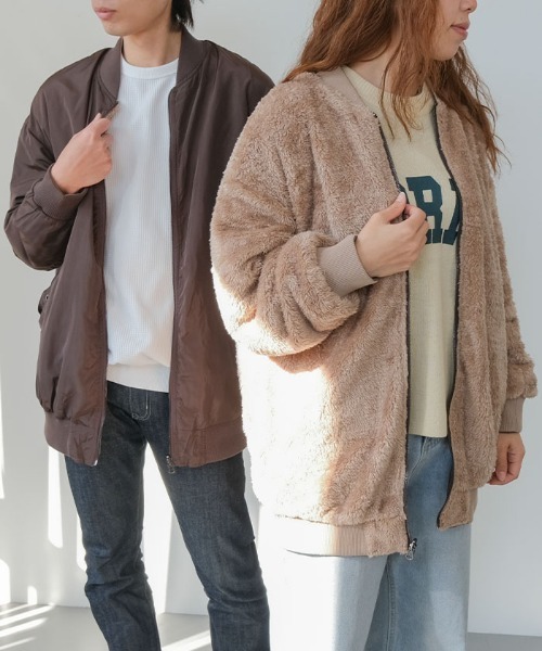 aquagarage（アクアガレージ）の「リバーシブルMA-1裏ボアブルゾン（その他アウター・レディース・カーキ/ブラック/モカ・M）」の2枚目の写真