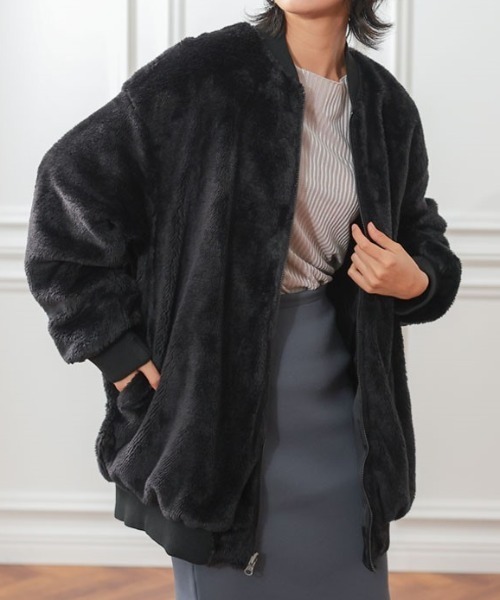 aquagarage（アクアガレージ）の「リバーシブルMA-1裏ボアブルゾン（その他アウター・レディース・カーキ/ブラック/モカ・M）」の6枚目の写真