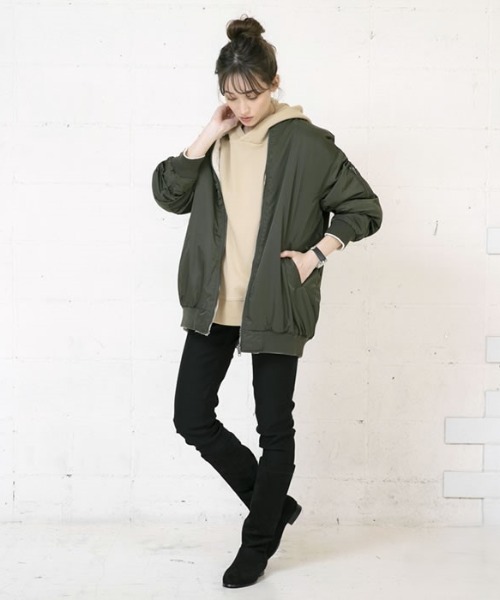 aquagarage（アクアガレージ）の「リバーシブルMA-1裏ボアブルゾン（その他アウター・レディース・カーキ/ブラック/モカ・M）」の12枚目の写真