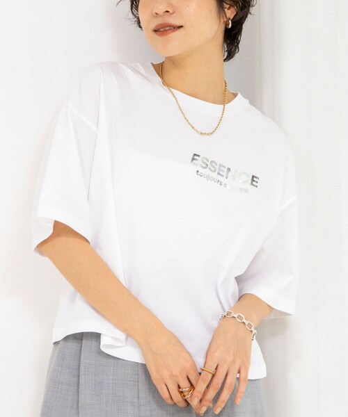 NOLLEY’S(ノーリーズ)の「ESSENCE Tシャツ(Tシャツ/カットソー・レディース・ホワイト/チャコールグレー/ホワイト系その他2・FREE)」の2枚目の写真