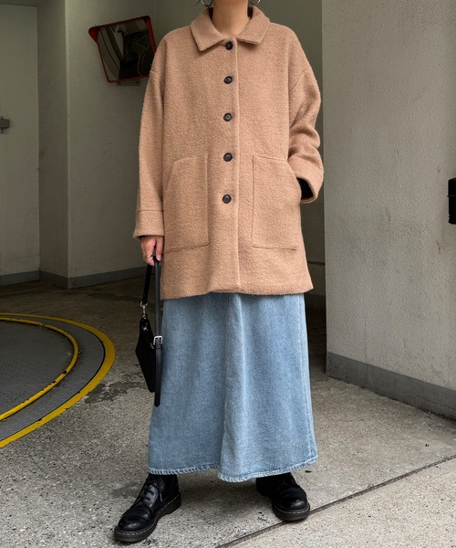 LBC(エルビーシー)の「ウール混フードワイドコート(その他アウター・レディース・ベージュ・M)」の1枚目の写真