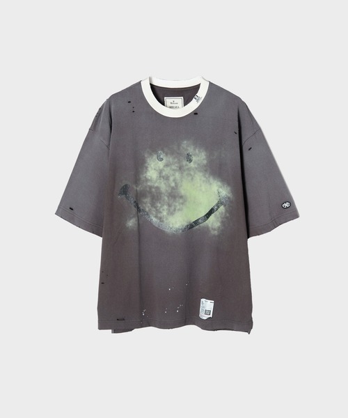 MIHARAYASUHIRO(ミハラヤスヒロ)の「【MIHARAYASUHIRO/ミハラヤスヒロ】SMILY FACE PRINTED DISTRESSED TEE(Tシャツ/カットソー・メンズ・ブラック/ホワイト・44/46/48)」の1枚目の写真