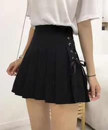 Aラインレースアッププリーツスカート