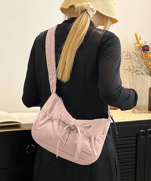 Miniministore(ミニミニストア)の「ショルダーバッグ 斜めがけバッグ リボン(ショルダーバッグ・レディース・ブルー/ピンク/アイボリー/ブルーグリーン/ラベンダー/ブラック・FREE)」の6枚目の写真