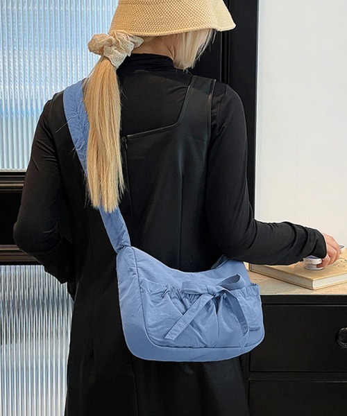 Miniministore(ミニミニストア)の「ショルダーバッグ 斜めがけバッグ リボン(ショルダーバッグ・レディース・ブルー/ピンク/アイボリー/ブルーグリーン/ラベンダー/ブラック・FREE)」の3枚目の写真