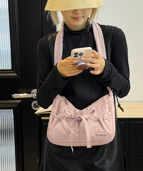 Miniministore(ミニミニストア)の「ショルダーバッグ 斜めがけバッグ リボン(ショルダーバッグ・レディース・ブルー/ピンク/アイボリー/ブルーグリーン/ラベンダー/ブラック・FREE)」の12枚目の写真