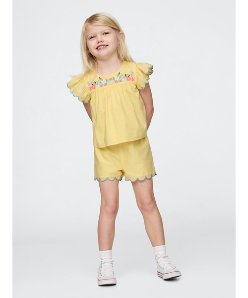 GAP(ギャップ)の「刺しゅう コーデセット (幼児・ベビー)(セットアップ・キッズ・イエロー・95cm/90cm/80cm/100cm/70cm/110cm/105cm)」の1枚目の写真
