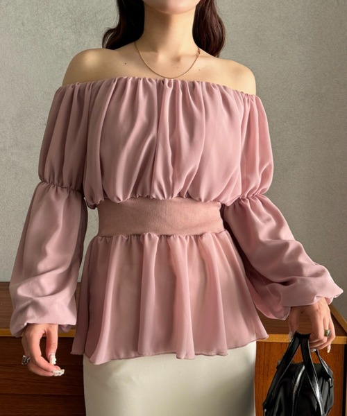 efill(エフィル)の「オフショル ボリューム シアー カジュアル ブラウス(シャツ/ブラウス・レディース・アイボリー/ラベンダー・FREE)」の1枚目の写真