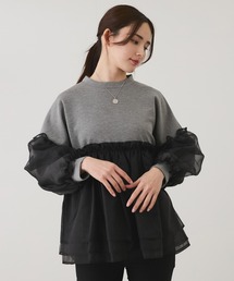 オーガンジー切替プルオーバー