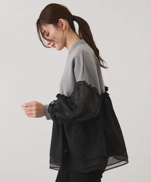 Jayro(ジャイロ)の「オーガンジー切替プルオーバー(Tシャツ/カットソー・レディース・ブラック/グレー/ホワイト系その他・FREE)」の16枚目の写真