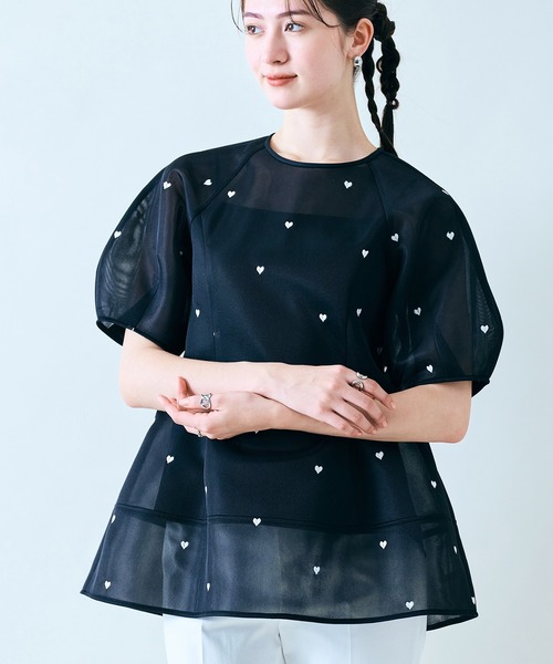 【中古品】スウィートハート刺繍ブラウス(ワイン) 中古品】スウィートハート刺繍ブラウス(ワイン)
