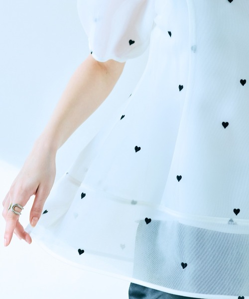 セール】ハート刺繍メッシュブラウス（シャツ/ブラウス）｜Audie