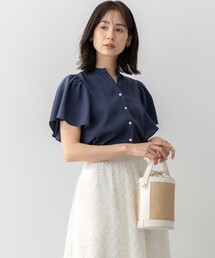 【特大】 KUMIKYOKU 組曲 スキッパーブラウス サックス 3XL 組曲｜【WEB限定】ヴィンテージジョーゼットスキッパー ブラウス