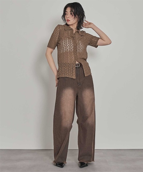 miette（ミエット）の「襟付きレース半袖トップス（Tシャツ/カットソー・レディース・アイボリー/ブラック/ブラウン・FREE）」の20枚目の写真