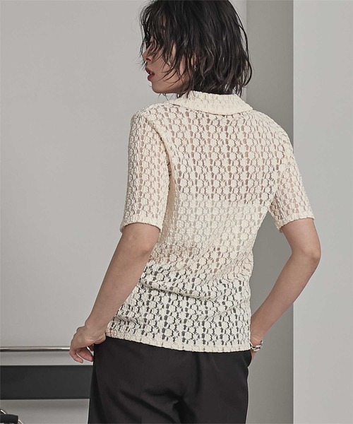 miette（ミエット）の「襟付きレース半袖トップス（Tシャツ/カットソー・レディース・アイボリー/ブラック/ブラウン・FREE）」の9枚目の写真
