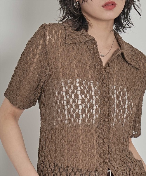 miette（ミエット）の「襟付きレース半袖トップス（Tシャツ/カットソー・レディース・アイボリー/ブラック/ブラウン・FREE）」の22枚目の写真