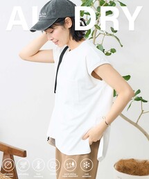 <接触冷感/UV> AIRDRY HIGHCOOL フレンチスリーブTシャツ/エアドライ ハイクール フレンチスリーブTシャツ