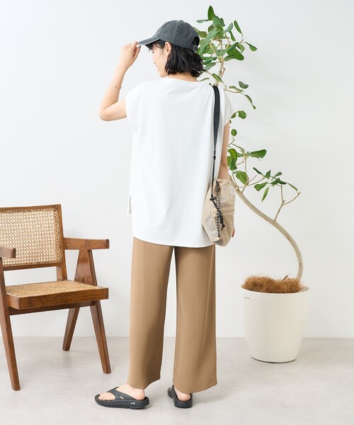 FREAK'S STORE(フリークスストア)の「<接触冷感/UV> AIRDRY HIGHCOOL フレンチスリーブTシャツ/エアドライ ハイクール フレンチスリーブTシャツ(Tシャツ/カットソー・レディース・ブラック/サックスブルー/ホワイト/ピンク/ベージュ・フリ-)」の16枚目の写真