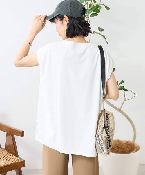 FREAK'S STORE(フリークスストア)の「<接触冷感/UV> AIRDRY HIGHCOOL フレンチスリーブTシャツ/エアドライ ハイクール フレンチスリーブTシャツ(Tシャツ/カットソー・レディース・ブラック/サックスブルー/ホワイト/ピンク/ベージュ・フリ-)」の20枚目の写真