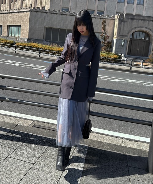 LVEU.(ラブユ.)の「【LVEU.】チュールフレアスカート / ボトムス スカート ミモレ チュール ボリューム シアー フレア ブラック グレー(スカート・レディース・グレー/ブラック・FREE)」の15枚目の写真