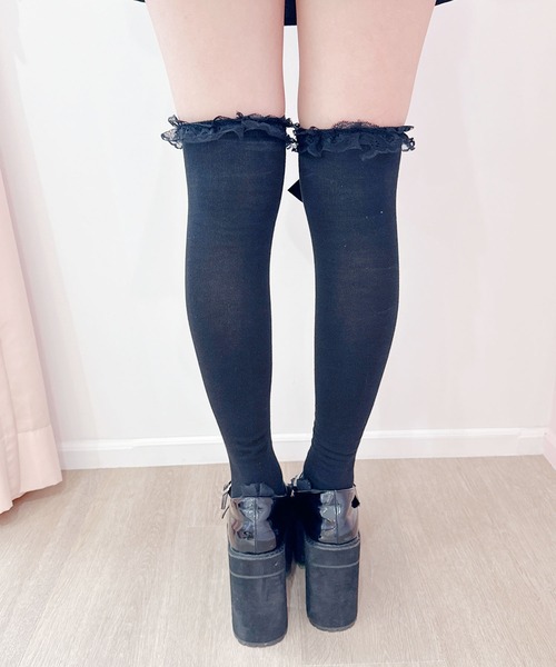 ハートロックチャームりぼん付きニーハイ（ソックス/靴下）｜MA*RS