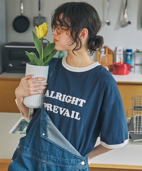 MONO-MART LADY'S(モノマートレディース)の「アソート メッセージ ロゴ グラフィック 半袖Tシャツ(Tシャツ/カットソー・レディース・チャコールグレー/アイボリー系/アイボリー/ネイビー/スミクロ・FREE)」の5枚目の写真