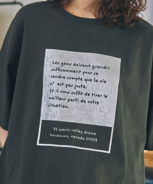 MONO-MART LADY'S(モノマートレディース)の「アソート メッセージ ロゴ グラフィック 半袖Tシャツ(Tシャツ/カットソー・レディース・チャコールグレー/アイボリー系/アイボリー/ネイビー/スミクロ・FREE)」の10枚目の写真