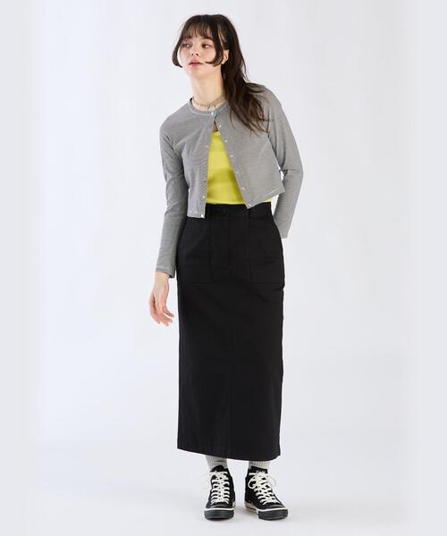 To b. by agnes b.（トゥービーバイアニエスベー）の「コットンストレッチチノスカート（スカート・レディース・ブラック・38/36/40）」の2枚目の写真