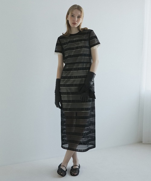 LE CIEL BLEU(ルシェルブルー)の「レースマキシドレス / Lace Maxi Dress(ワンピース・レディース・ブラック/アイボリー・38/36)」の6枚目の写真