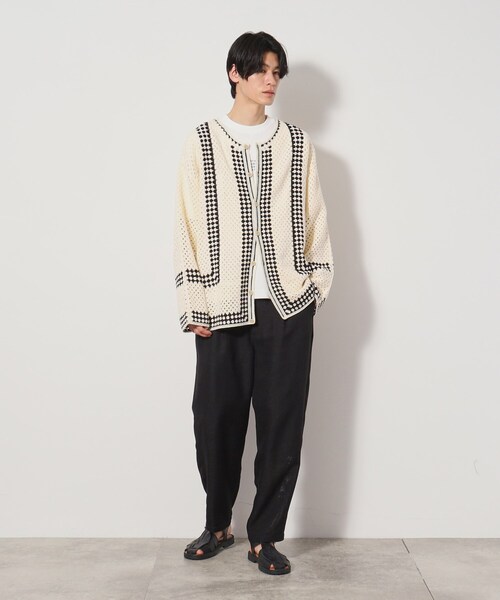 THE SHOP TK （ザ ショップ ティーケー ）の「クロシェ編み風ニットカーディガン（カーディガン/ボレロ・メンズ・アイボリー/ブラック・02/03）」の18枚目の写真