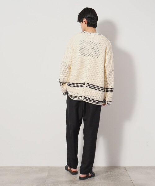 THE SHOP TK （ザ ショップ ティーケー ）の「クロシェ編み風ニットカーディガン（カーディガン/ボレロ・メンズ・アイボリー/ブラック・02/03）」の3枚目の写真