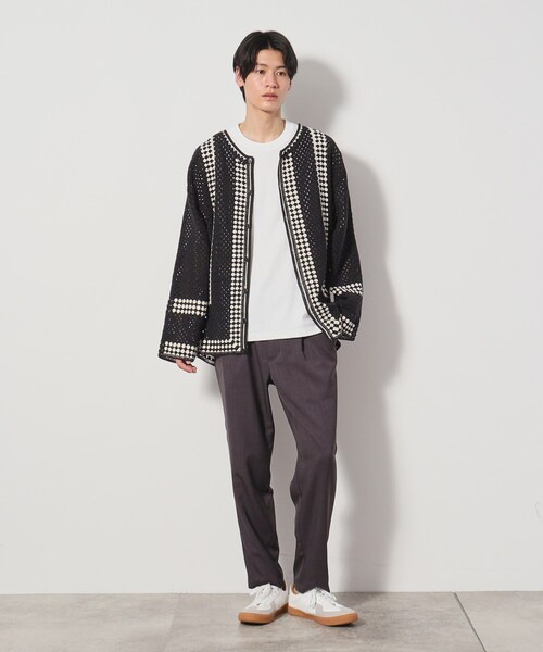 THE SHOP TK （ザ ショップ ティーケー ）の「クロシェ編み風ニットカーディガン（カーディガン/ボレロ・メンズ・アイボリー/ブラック・02/03）」の8枚目の写真