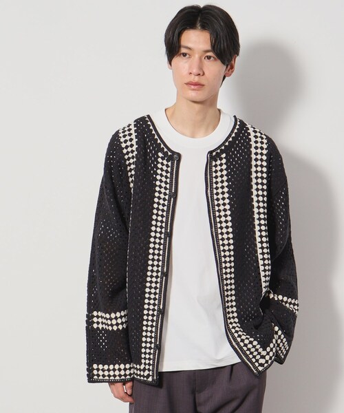 THE SHOP TK （ザ ショップ ティーケー ）の「クロシェ編み風ニットカーディガン（カーディガン/ボレロ・メンズ・アイボリー/ブラック・02/03）」の10枚目の写真