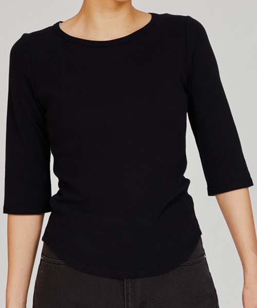 HANES（ヘインズ）の「【Hanes】3/4　スリーブTシャツ HW1-B102　/　HW4-D104（Tシャツ/カットソー・レディース・ホワイト/ネイビー/ブラック・FREE）」の2枚目の写真