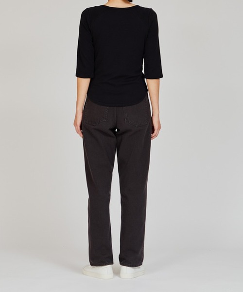 HANES（ヘインズ）の「【Hanes】3/4　スリーブTシャツ HW1-B102　/　HW4-D104（Tシャツ/カットソー・レディース・ホワイト/ネイビー/ブラック・FREE）」の5枚目の写真