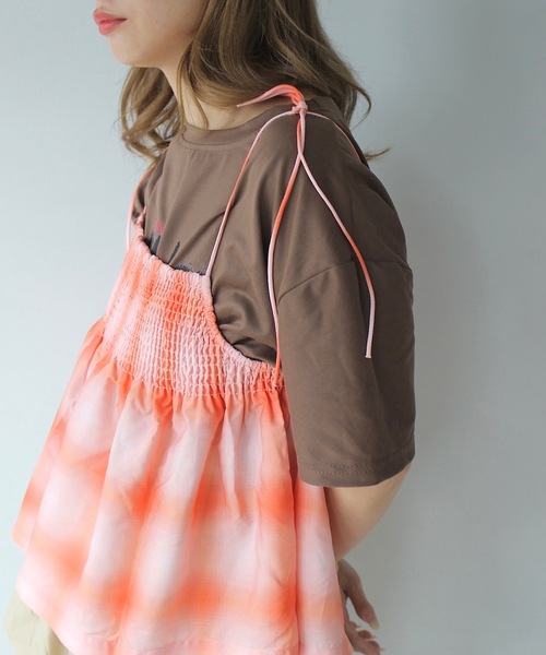 SANSeLF（サンセルフ）の「【SANSeLF】チェックキャミソールトップス sanw25s056（キャミソール・レディース・ピンク・FREE）」の3枚目の写真