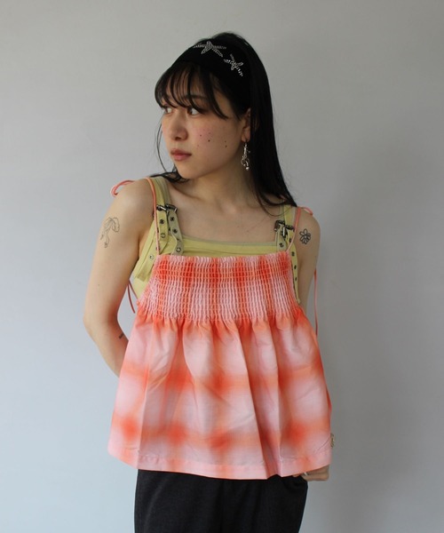 SANSeLF（サンセルフ）の「【SANSeLF】チェックキャミソールトップス sanw25s056（キャミソール・レディース・ピンク・FREE）」の5枚目の写真