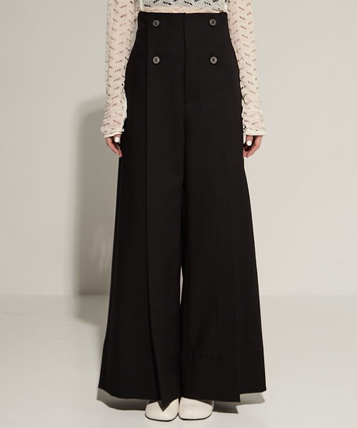 STUDIOUS（ステュディオス）の「【STUDIOUS/ステュディオス】Stretch Cotton Trousers/ストレッチコットントラウザー/ワイドパンツ（その他パンツ・レディース・ブラック/ホワイト・1/2）」の19枚目の写真