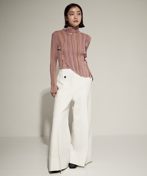 STUDIOUS（ステュディオス）の「【STUDIOUS/ステュディオス】Stretch Cotton Trousers/ストレッチコットントラウザー/ワイドパンツ（その他パンツ・レディース・ブラック/ホワイト・1/2）」の7枚目の写真