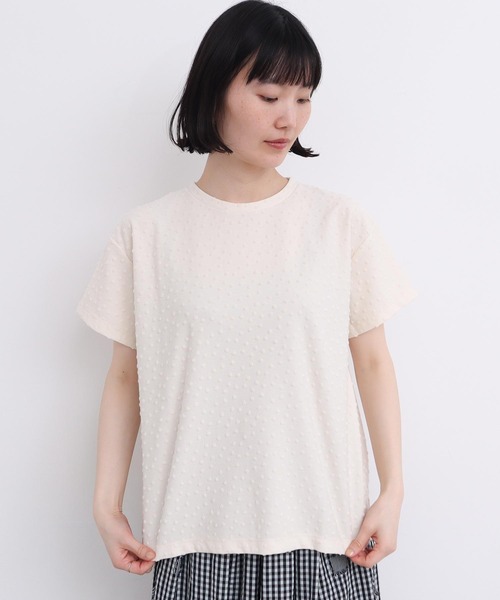 l'atelier du savon（アトリエドサボン）の「_小ドットパイルＴ（Tシャツ/カットソー・レディース・サックスブルー/ブラック/オフホワイト・FREE）」の2枚目の写真